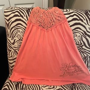 Harley Davidson lace halter top (coral)